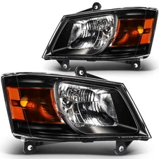2pcs/Pair Black Amber Headlights Assembly For Dodge Grand Caravan 2008-2010