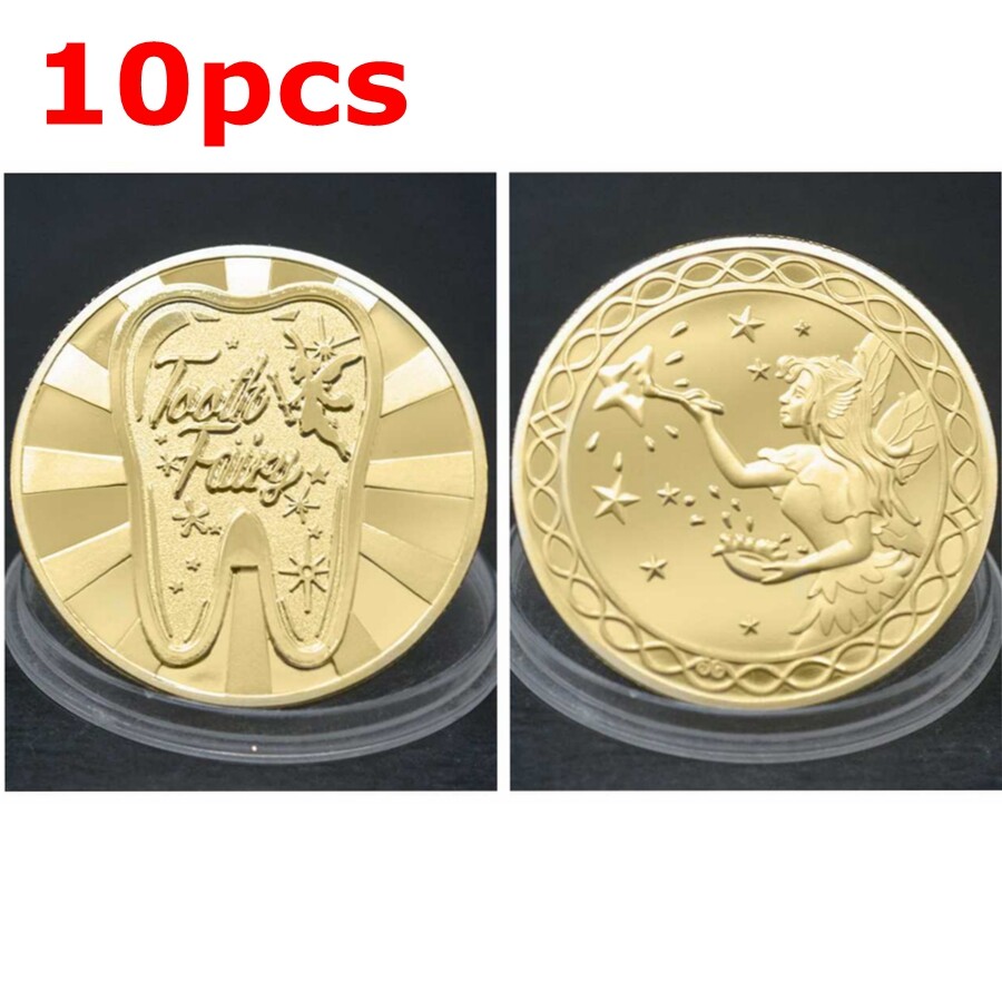 10 PIEZAS Moneda Conmemorativa Dinero del Hada de los Dientes Moneda Creativa Niños Cambio de Dientes Regalos