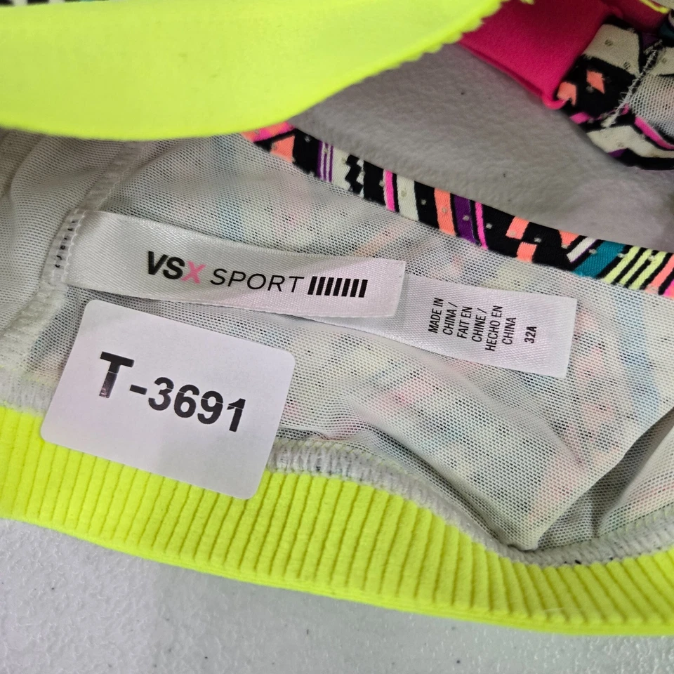 Victoria's Secret Women Sports Bra 32A Pink Striped Geometric Padded Adjustable - Image 2 of 4