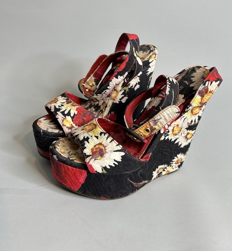 Dolce Gabbana Sandals Platform Floral Shoes Sz 36  Eu 6 Us