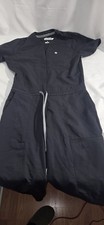 FABLETICS Black Short Sleeve Collared Jumpsuit-Drawstring Pockets Size Small