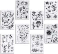 Silikonstempel Set 8 StüCk Vintage Pflanzen FüR Karten & Scrapbooking