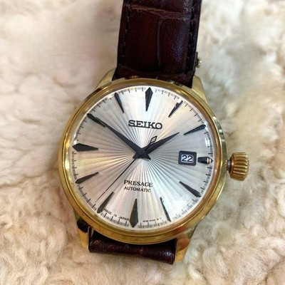 SEKO Presage 4R35 01T0 Cocktail Time Automatic Watch Silver Dial Working Used
