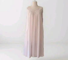 US Made Vintage Shadowline Pale Pink Lace Trimmed Layered Nightgown 1XL