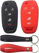 2Pcs Rubber Silicone 5 Buttons Remote Smart Flip Key Fob Cove Color: Black Red