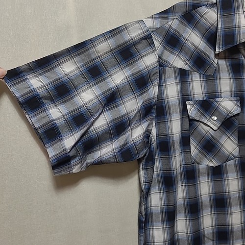 Vintage Ely Cattleman Mens Sz XLT Pearl Snap Western Short Sleeve Plaid Shirt - Picture 4 of 9