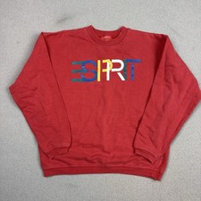 Vtg 90s Esprit Sweater Graphic Logo Crew Neck Cotton Fits XS/S Multicolor