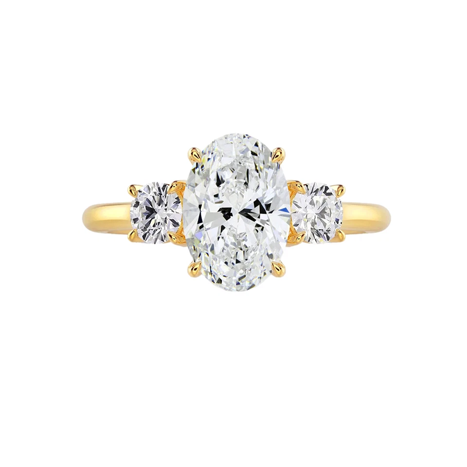 Wedding Diamond Ring Lab Grown Oval 1.9 Ct IGI Certified 18k Yellow Gold Size 7 - Image 3 of 4