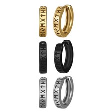 Women Men Punk Viking Rune Stainless Steel Huggie Hoop Piercing Stud Earring 18G
