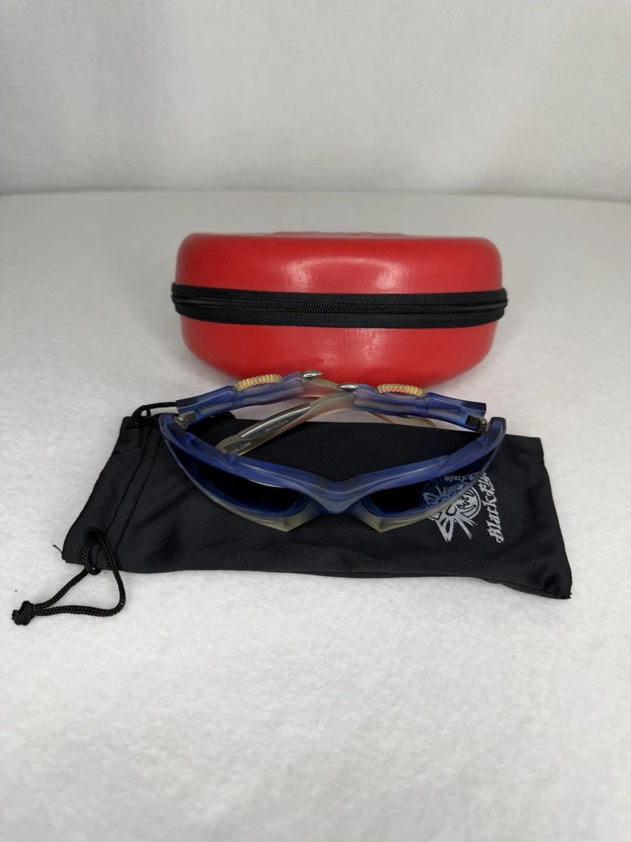 Vintage Rare Y2K Black Flys Damian III Sunglasses Crystal Blue