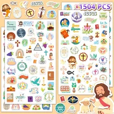 1504 Christian Stickers for Kids  Adults - Inspirational Bible Decals
