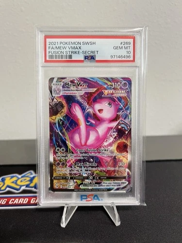 PSA 10 GEM MINT Mew VMAX 269/264 Secret Rare Fusion Strike Pokémon Card MEW
