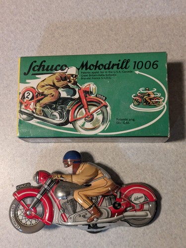 Schuco Motorcycle Motodrill#1006 Wind-Up Tinplate Mint Condition,Box, Sleeve,Key - Picture 8 of 14