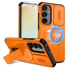 For Samsung Galaxy S25 Ultra S24 FE Heavy Duty Mag Safe Case with Camera Cover