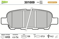 Bremsbelagsatz Scheibenbremse Hinten Valeo 301009 FÜR Infiniti BremsbelÄGe
