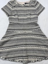 Banana Republic Tweed Fit Flare Cotton B/W Women Sz 14 Return to Office Academia