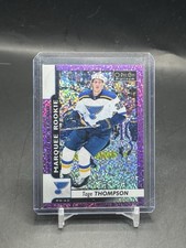 Tage Thompson Rookie Card No.192 2017-18 OPC Platinum Violet Pixels STL Blues. rookie card picture