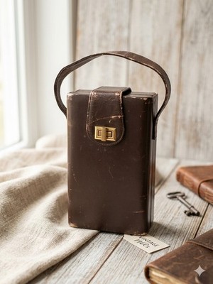 Vintage Franz Vogel Original Brown Box Bag Mid Century 1950s Distressed AS-IS