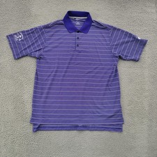 Adidas Golf Polo Shirt Mens Large Purple Striped Short Sleeve Performance