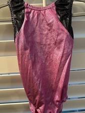 GARLAND gymnastics dance LEOTARD CL Child Large BLACK  PINK shiny mystique