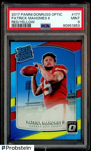 2017 Donruss Optic Red Yellow #177 Patrick Mahomes II RC Rated Rookie PSA 9