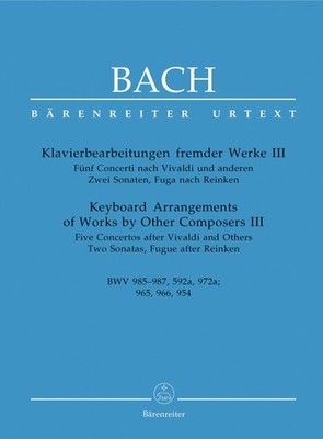 Keyboard Arrangements of Works by Other Composers III (Piano) Piano Music Bach B