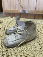 Vintage All Leather Lace Up Classic Baby Shoes, White, 5  Long Booties