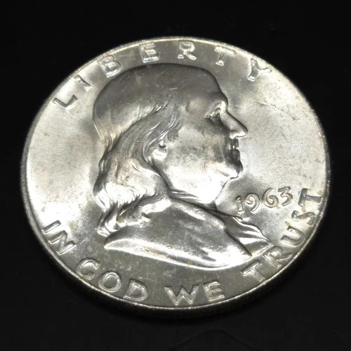 1963-D Franklin Half Dollar 90% Silver Uncirculated Brilliant Luster High Grade