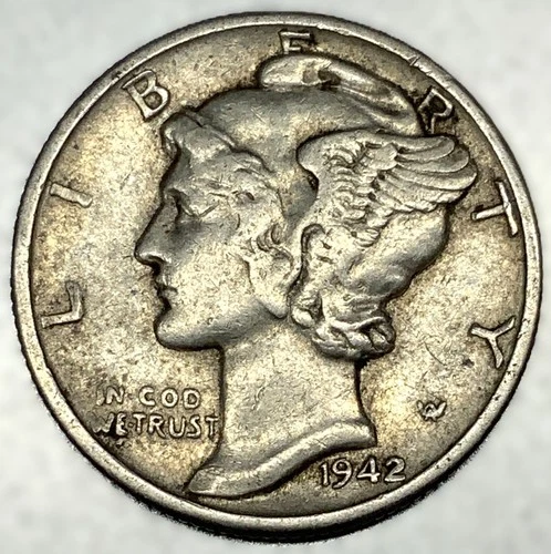 1942-P Mercury Dime 10c Good Circulated Condition 90% Silver US Coin - 3262