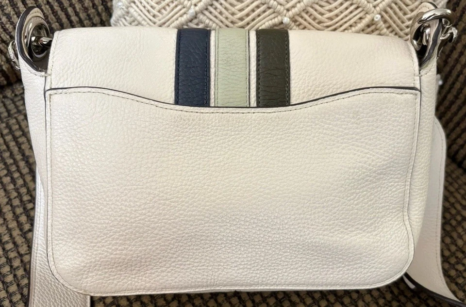 Bandolera Coach 2511 Cuero Blanco Rayas Universitarias Pequeña Jes Mensajero Foto 4 de 4