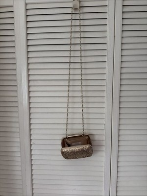 Glint Nordstrom NWT Gold Glitter Cross Body Dress Purse Chic Wedding Cruise