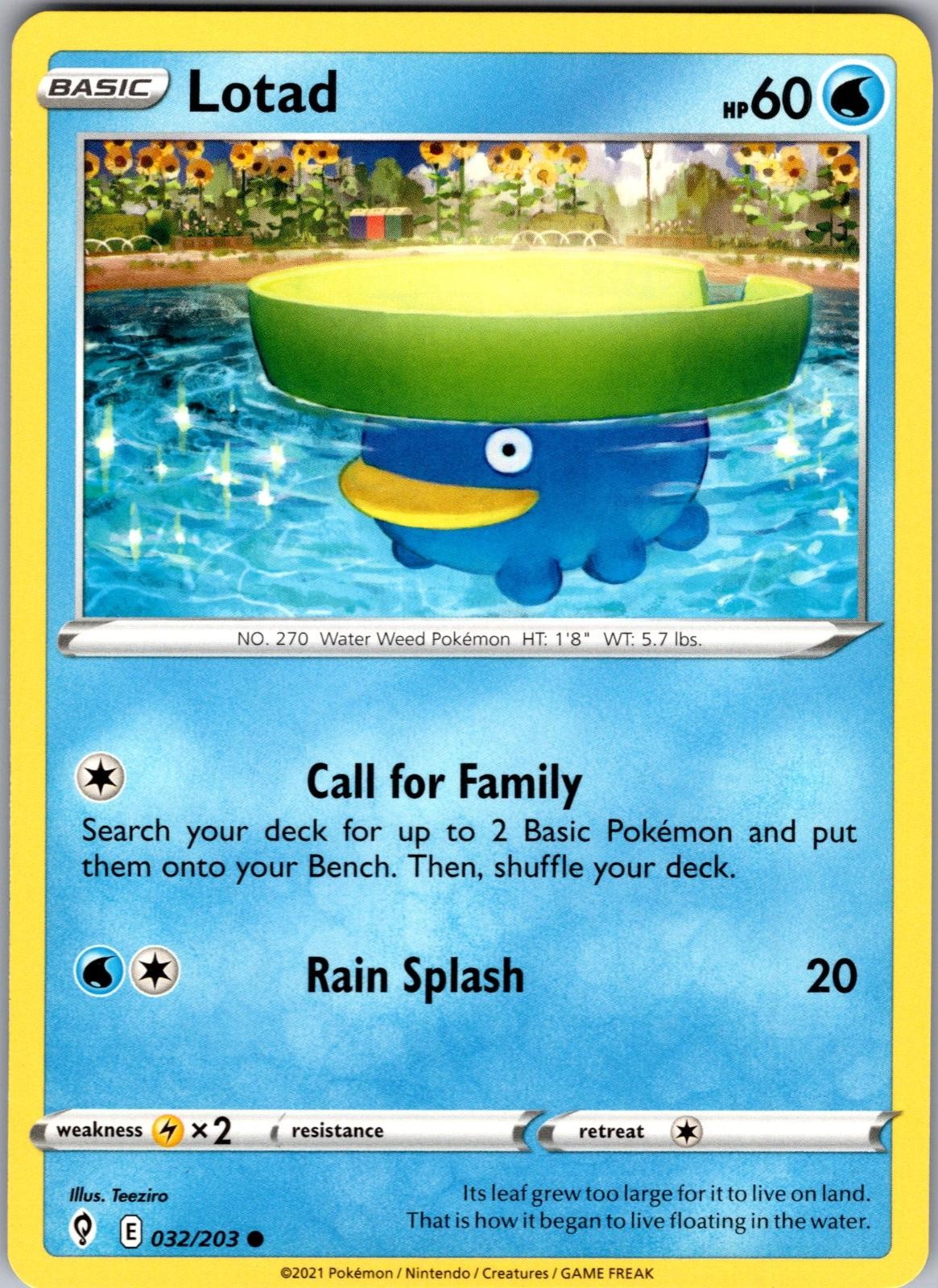 Lotad Evolving Skies 032/203 Common Pokemon Near Mint