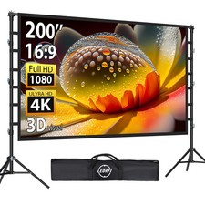 200 Inch Outdoor Projector Screen with Stand: Large Projection Screen with Ad...