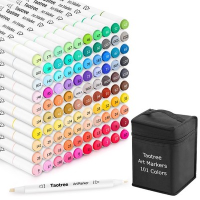 Alcohol Markers Set, 101 Colors Dual Tips Art Coloring Markers Pens, Chisel &...