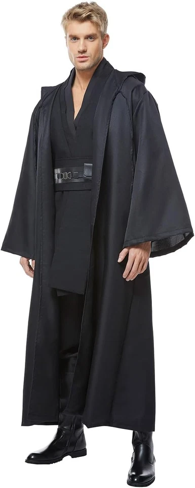 Skywalker Costume Tunic Hooded Robe Men Adult Male Cloak Darth Cosplay Hallow... — 第 3/4 张图片