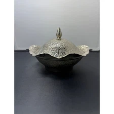 Turkish Sena Silver Plated Candy Nut Trinket sugar Dish With Lid