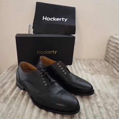 Hockerty Mens Black Leather Oxfords Made in Spain Lace Up Dress Shoes Sz 47