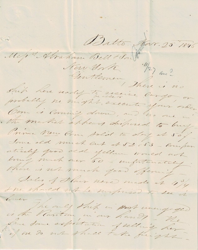 1846 Letter from Baltimore, MD to New York, NY