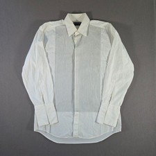 Saks Fifth Avenue Tuxedo Shirt Mens 15.5 White Black Striped Pleated French Cuff