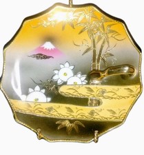 Vintage Japonia Pieluszka Piękna Mt Fuji Moriage Czarne Złoto 