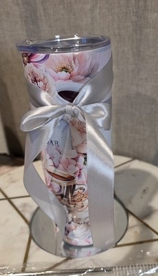 Pink ROSES 20 oz Skinny Sublimation Tumbler , Coffee Lover