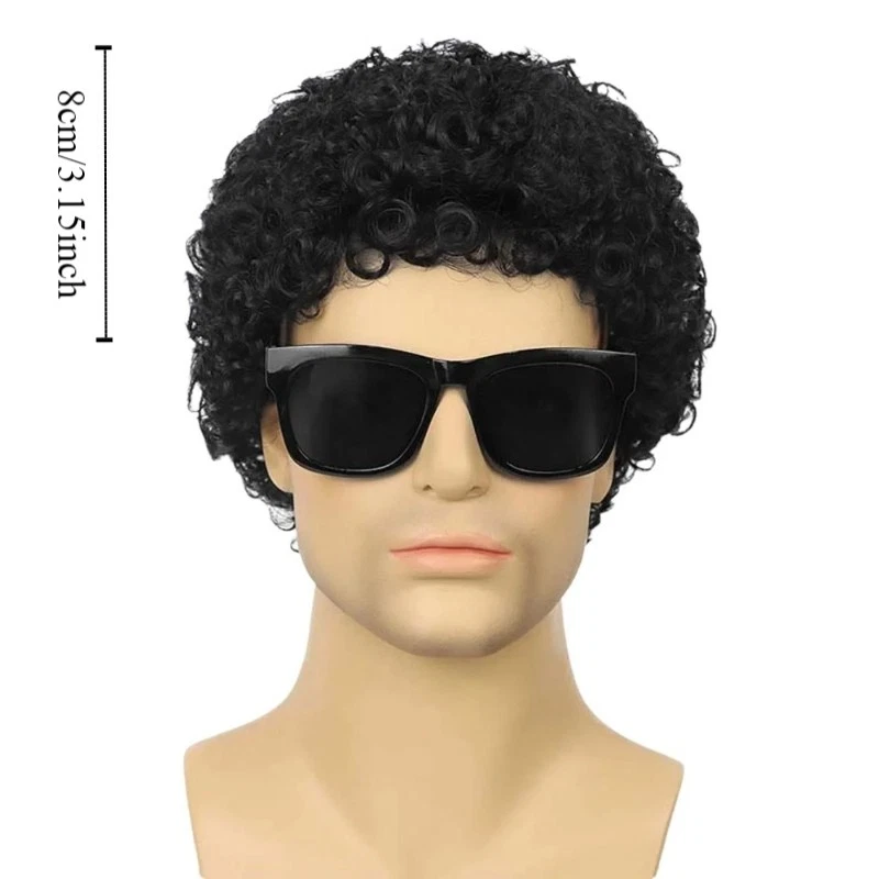 Synthetic Men's Curly Afro Wigs Short Curly Wig for Rocker Wig Halloween - Image 4 of 4