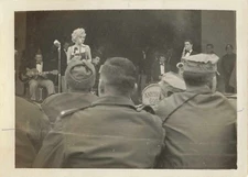 Marilyn Monroe Korea 1954 USO Tour Singing Soldiers Band GI Snapshot Photo RARE