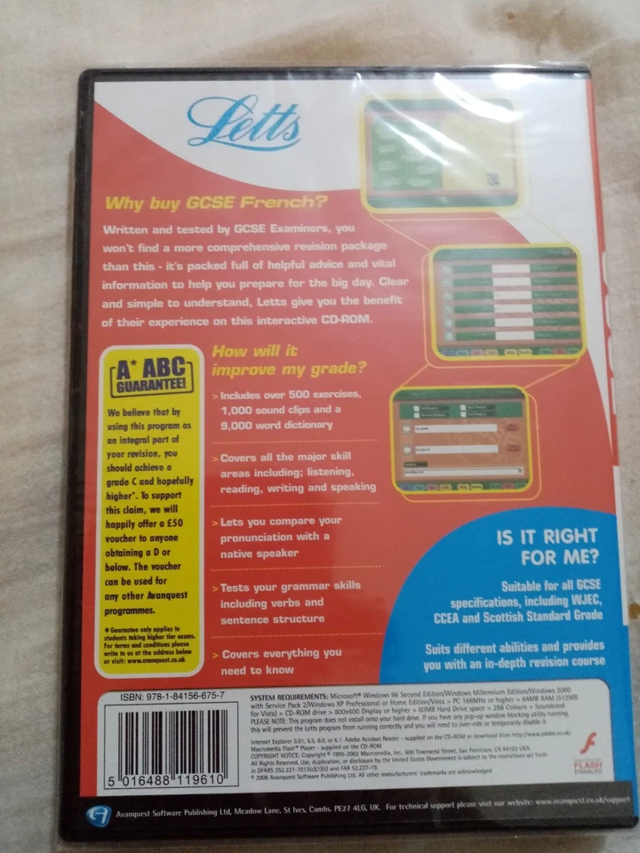 Letts GCSE French PC-CD Rom Software for Learning by Avanquest Software Company - Image 2 of 4