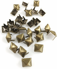 Nailheads Spots Studs 2 Prong 3/8" Square Pyramid Antique Brass 100 Pcs