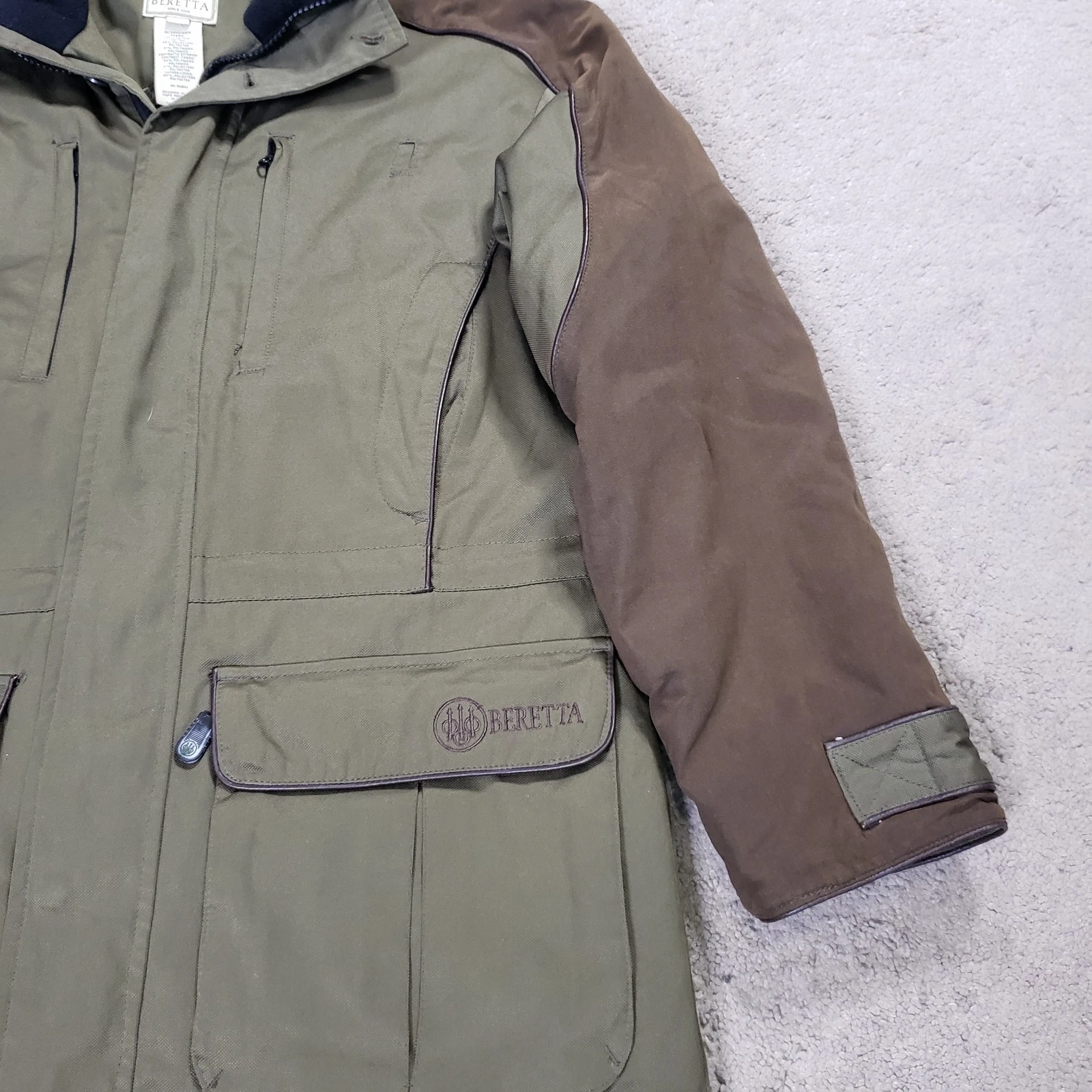 Beretta Coat Men M Green Brown Hunting Shooting Utility Jacket Pockets Lined - product detail image 5