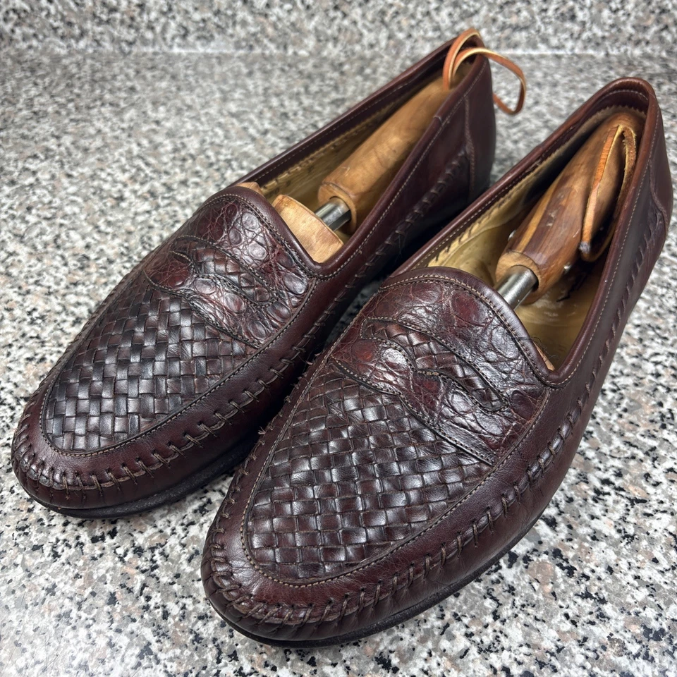 Mocasín Santoni Relajado Marrón Tejido Cuero Penney Hecho en Italia Para Mujer’s 7D En muy buen estado Foto 3 de 4