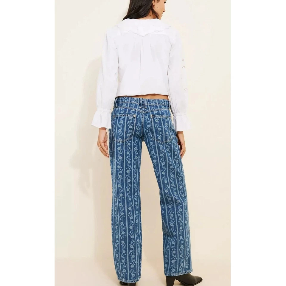 Pantalones de mezclilla Free People We The Free Tennessee de tiro bajo estampados boyfriend talla 29 Foto 3 de 4
