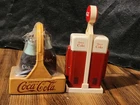 Lot Of 2Vintage Coca Cola Gas Pump & Soda Bottle Salt Pepper Shaker