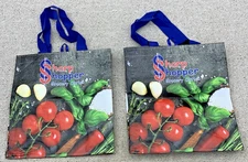 Sharp Shopper~ Grocery Outlet~ Reusable ~ Shopping Bag - Foldable Tote-LOT OF 2